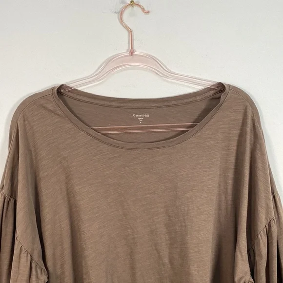 Garnett Hill Organic Pima Cotton Boxy Cut Top Cropped Balloon Sleeve Women's M - Picture 3 of 10